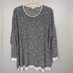 Eileen Fisher Striped Linen Blend Sweater L